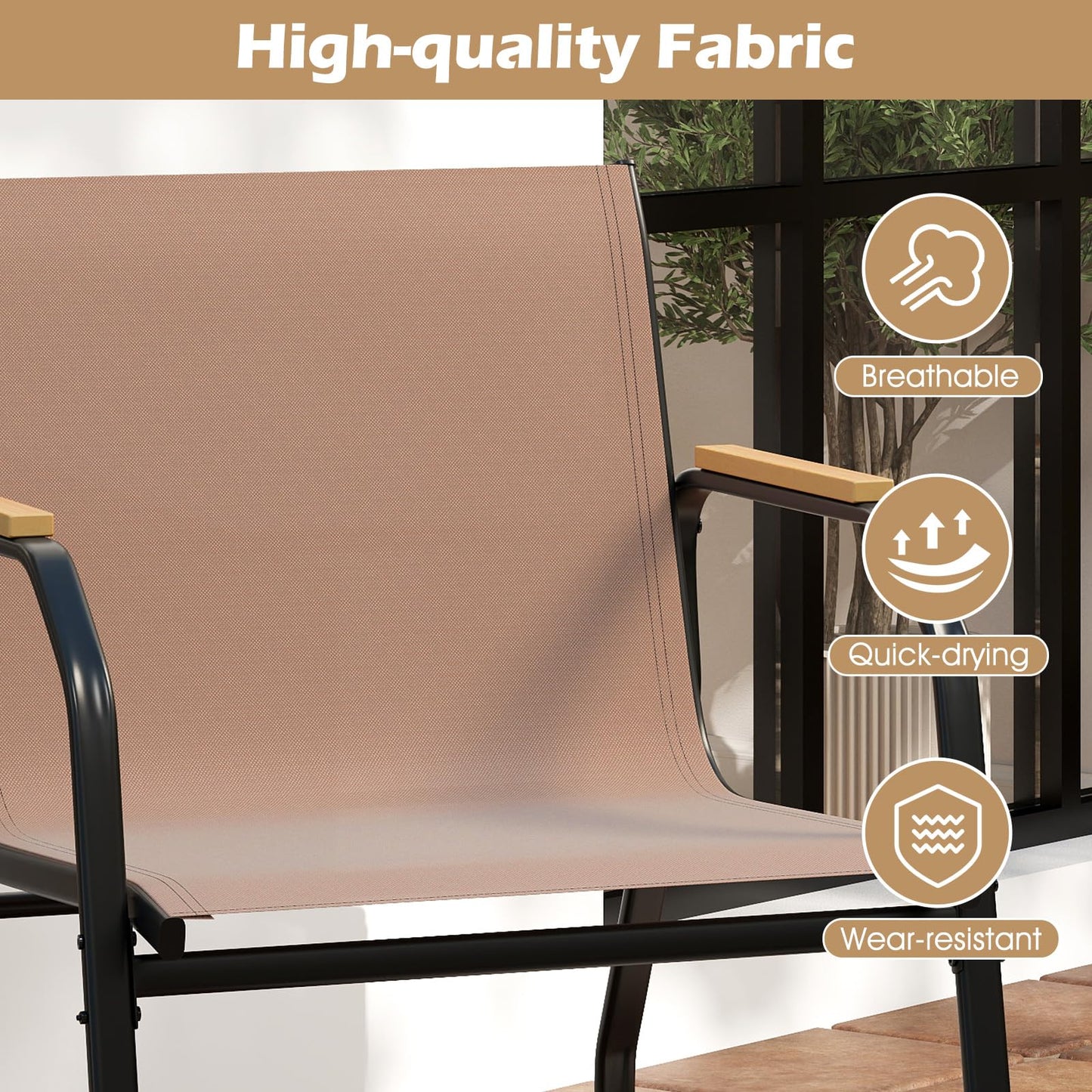 Ensemble de mobilier de patio Tangkula 4/8 pièces, table basse à 2 niveaux et chaises en tissu respirant