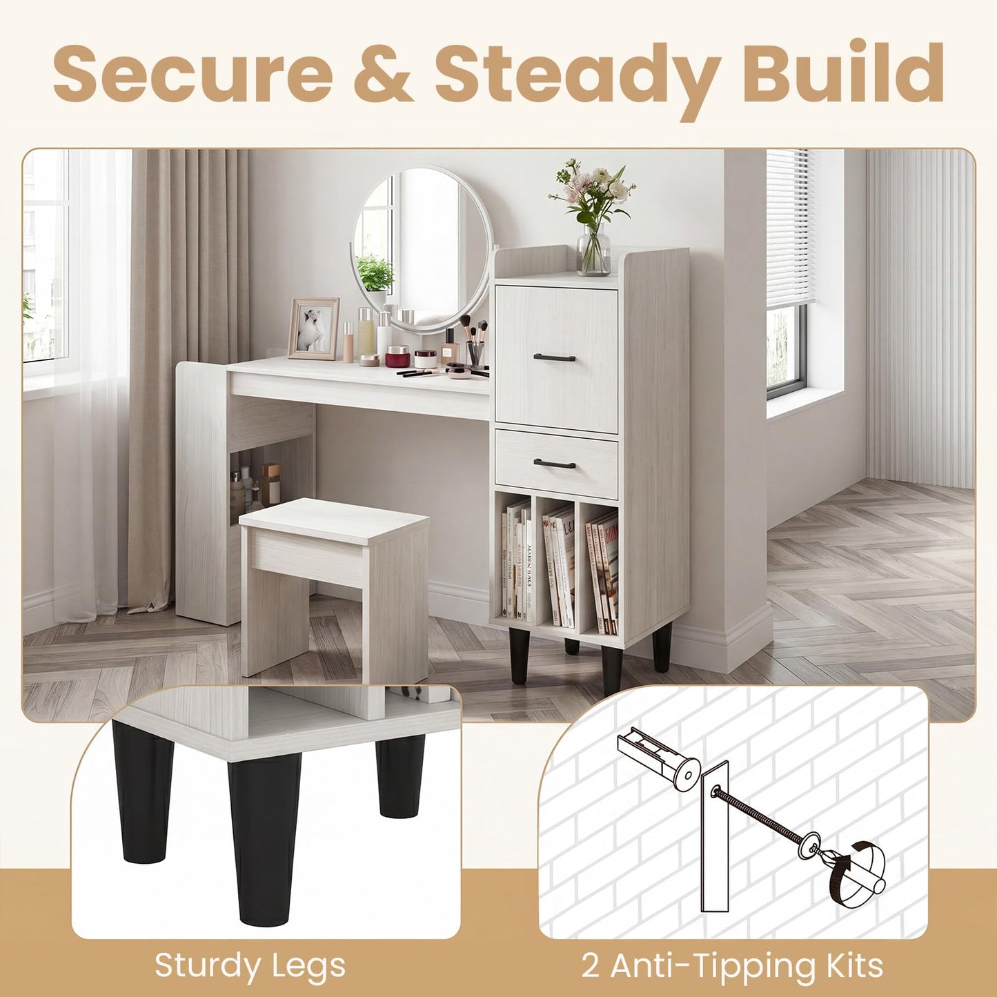 Tangkula Computer Desk with Storage Drawers & Bookshelf