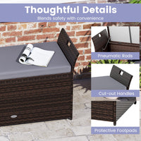Tangkula Storage Bench Outdoor Bench with Hand-Woven PE Rattan Wicker