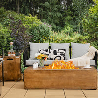 Tangkula 2 Pieces Outdoor Propane Fire Pit Table Set, Patiojoy 48 Inch Rustic 50,000 BTU Rectangular Gas Fire Pit Table