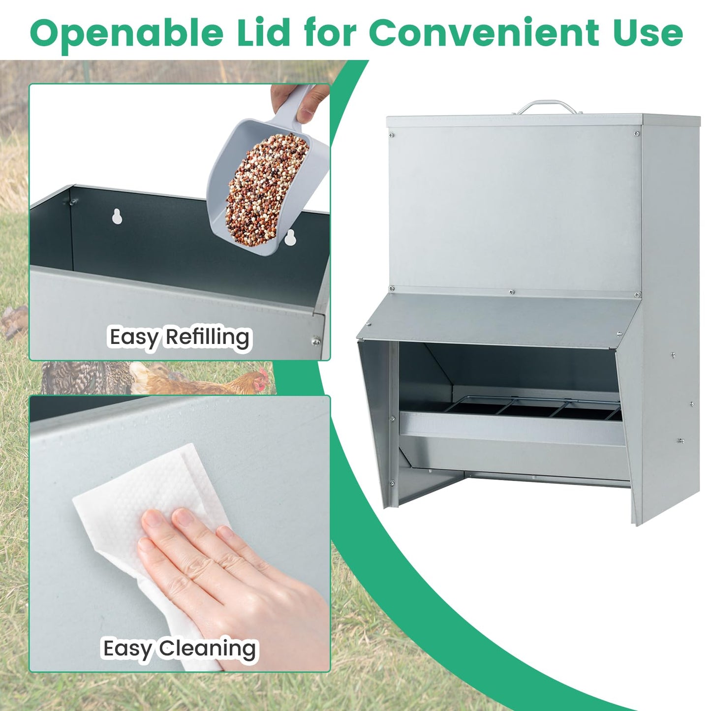 Tangkula Galvanized Chicken Feeder