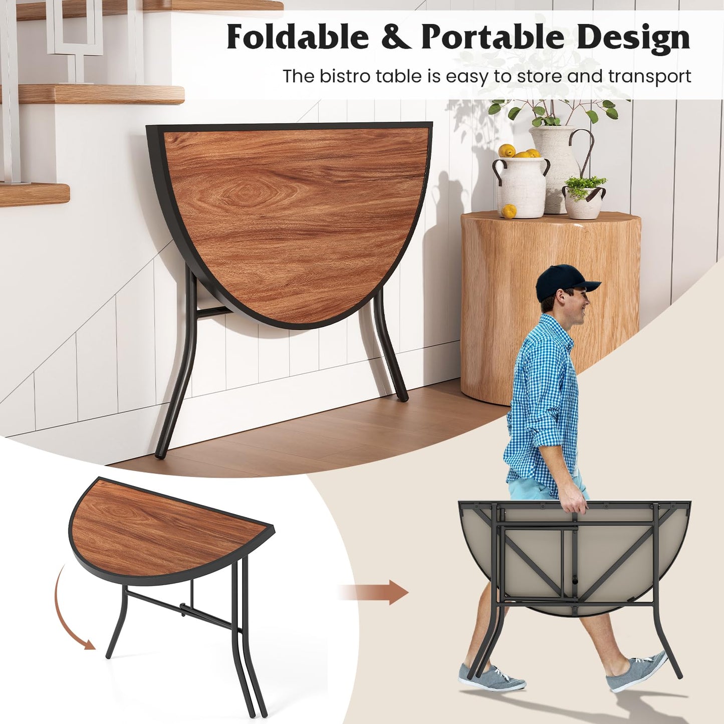 Tangkula Half Round Folding Event Table