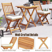 Tangkula Acacia Wood Patio Bistro Set of 3 for Backyard