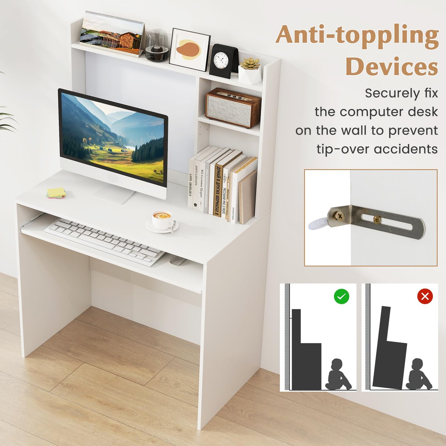 Tangkula Space Saving Laptop Desk with Magnetic Whiteboard