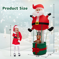 Tangkula 8 FT Inflatable Christmas Santa Claus w/ Hot Air Balloon & Reindeer