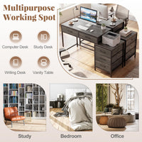 Tangkula Reversible Computer Desk with 5 Drawers (51-Inch)