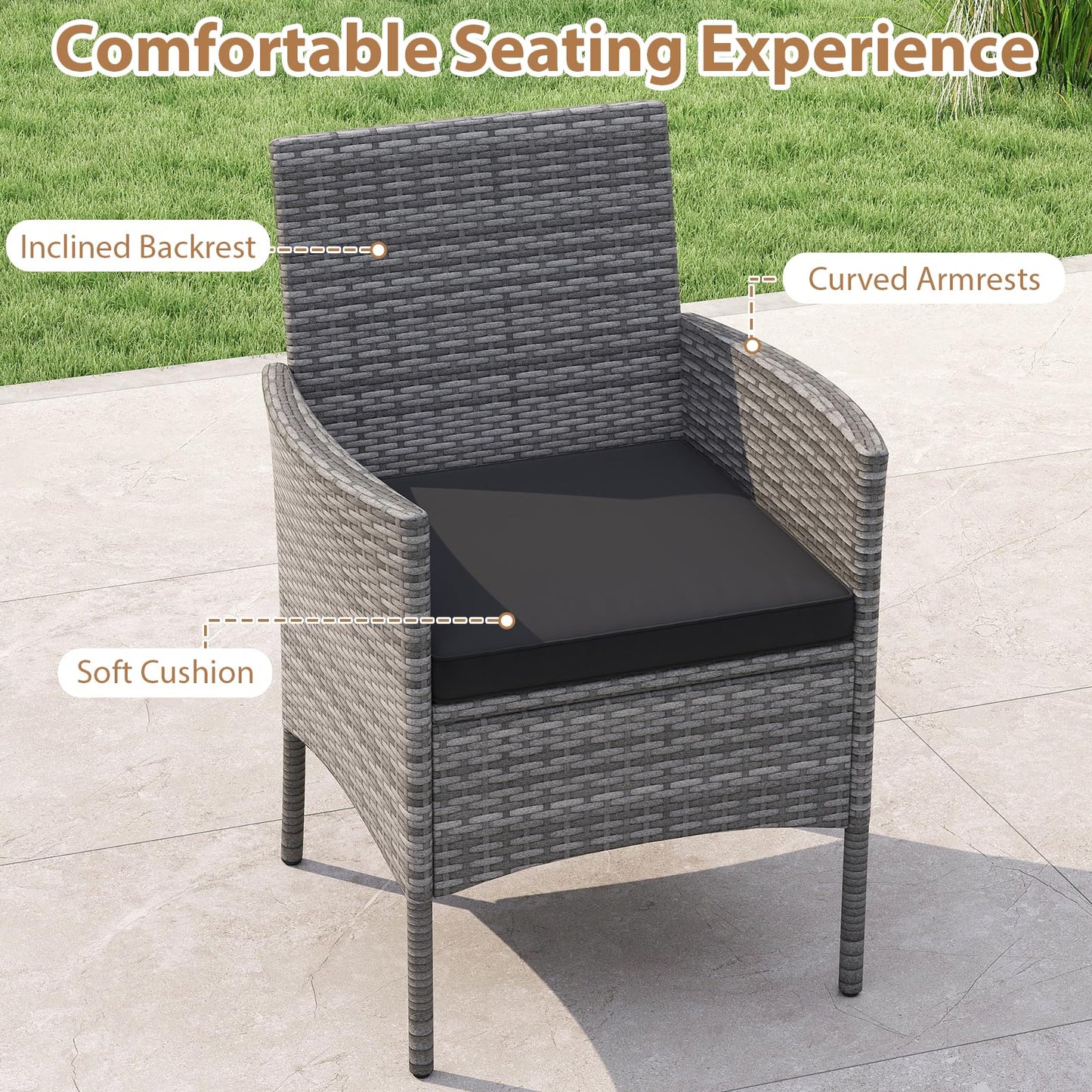 Tangkula 5 Pieces PE Wicker Patio Dining Set