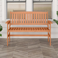 Tangkula Wooden Garden Bench 2-Person Patio Loveseat with Slatted Backrest and Comfortable Armrests