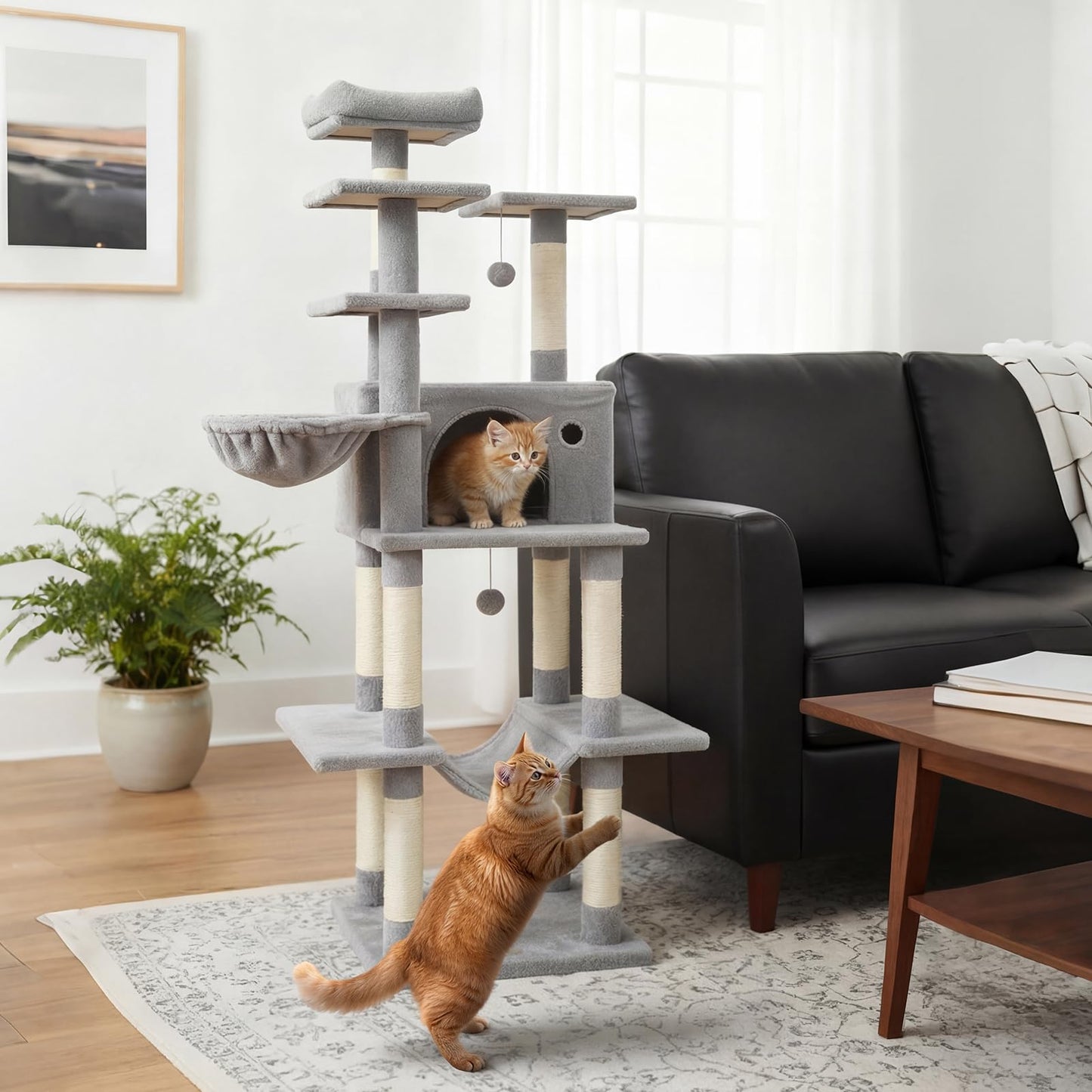 Tangkula 63 Inch Tall Cat Tree with Sisal Scratching Posts