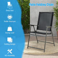 Tangkula Set of 2/4 Patio Folding Chairs, High Back Dining Chairs with Weather-Resistant Fabric