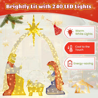 Tangkula 6 FT Christmas Lighted Nativity Scene Set