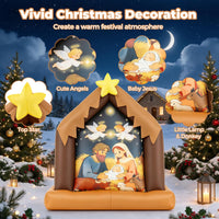 Tangkula 4 FT Christmas Inflatable Nativity Scene with Built-in LED Lights