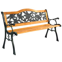 Tangkula Outdoor Garden Bench Park Bench, Patio Bench Chair with Cast Iron & Hardwood Structure