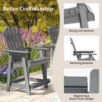 Tangkula Outdoor Bar Stool, HDPE Tall Adirondack Chair with Armrest & Footrest
