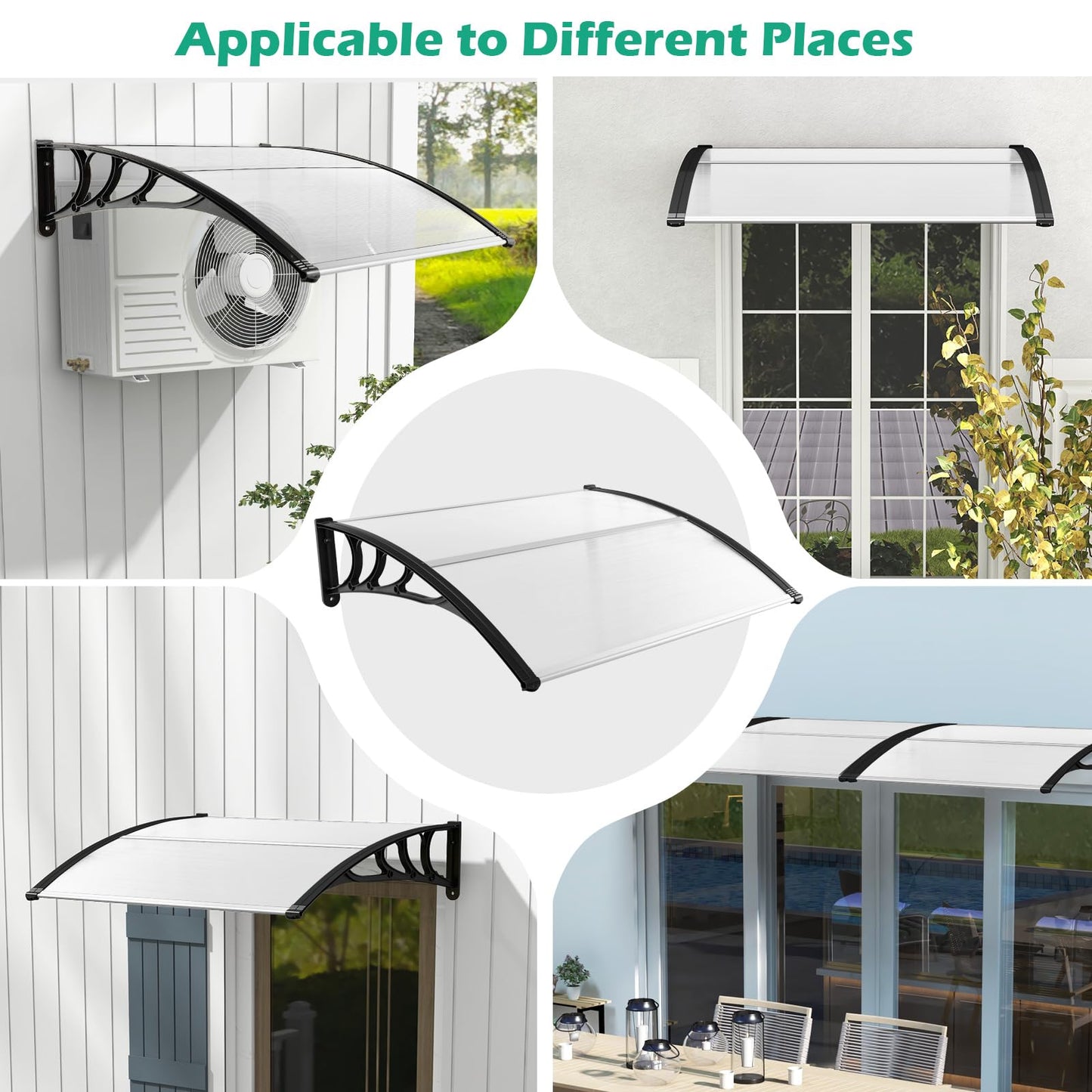 Tangkula 40" x 48" Window Awning, Modern Polycarbonate Overhead Door Awning