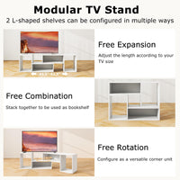 Tangkula 2 Pieces L Shaped TV Stand for Living Room