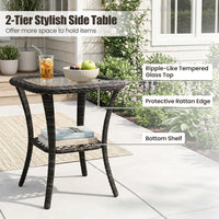 Tangkula 3 Piece Patio Swivel Rocker Set 2 Outdoor Wicker Rocking Chairs