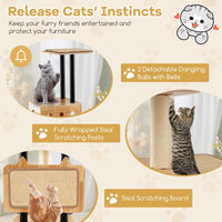 Tangkula Modern Cat Tree, Tall Multi-Level Cat Tower with Double Condos, Jumping Platforms