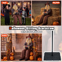 Tangkula 4.4 FT Animated Halloween Sitting Scary Scarecrow Decoration