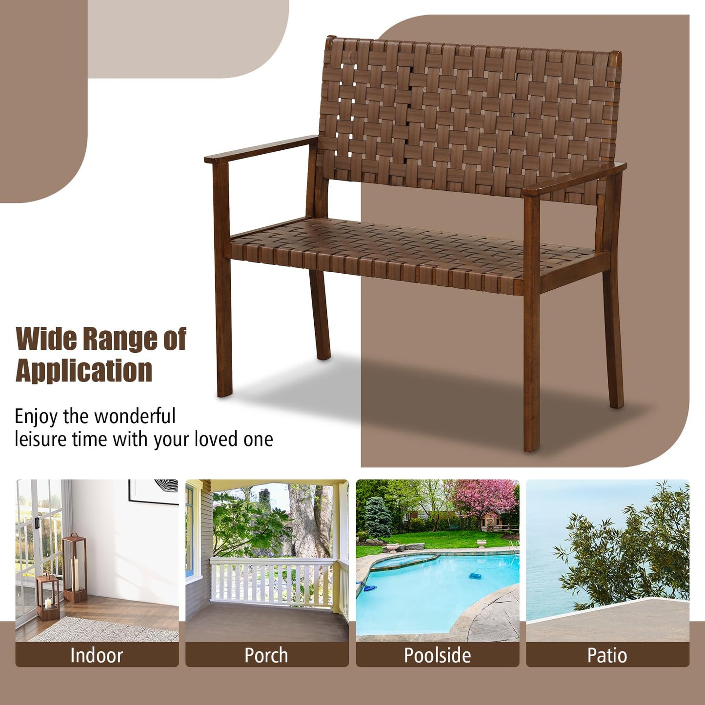 Tangkula Patio Loveseat Bench, Outdoor All Weather Bench