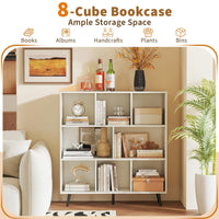 Tangkula 8-Cube Bookcase with 5 Tapered Metal Legs & 2 Anti-Tip Kit