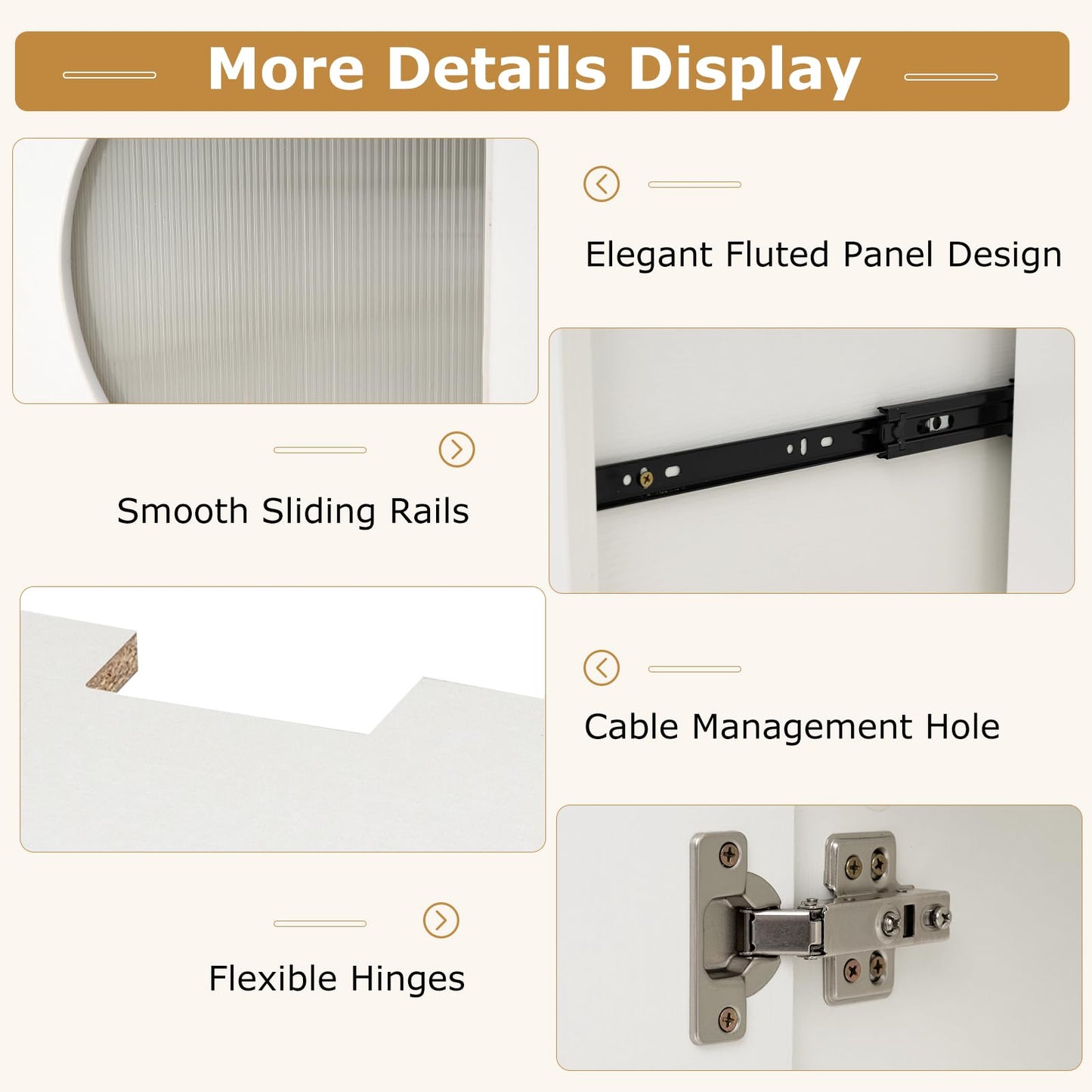 Tangkula 65”L White TV Stand for 55”-70” Televisions