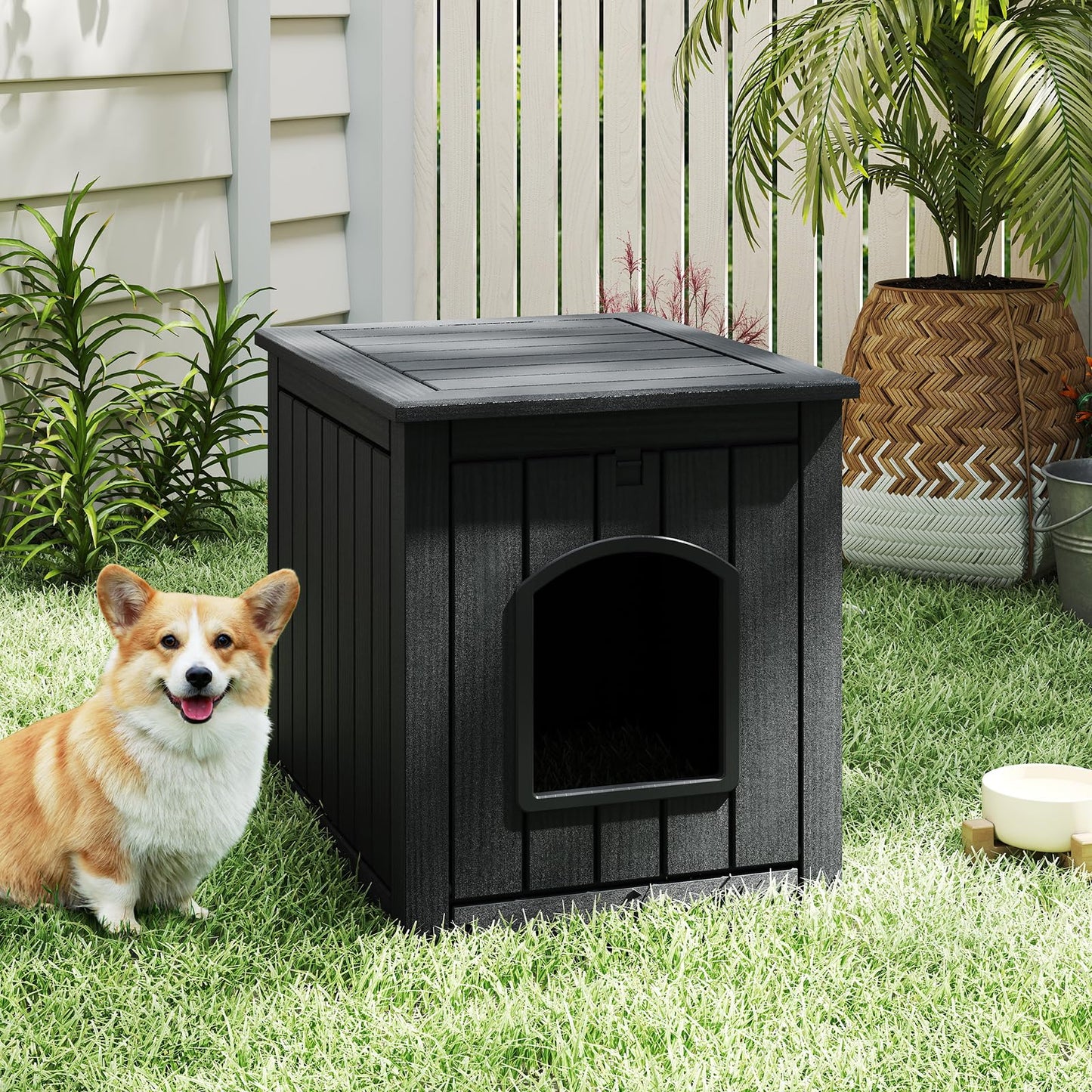 Tangkula Litter Box Enclosure with Flip Front Door & Raised Floor