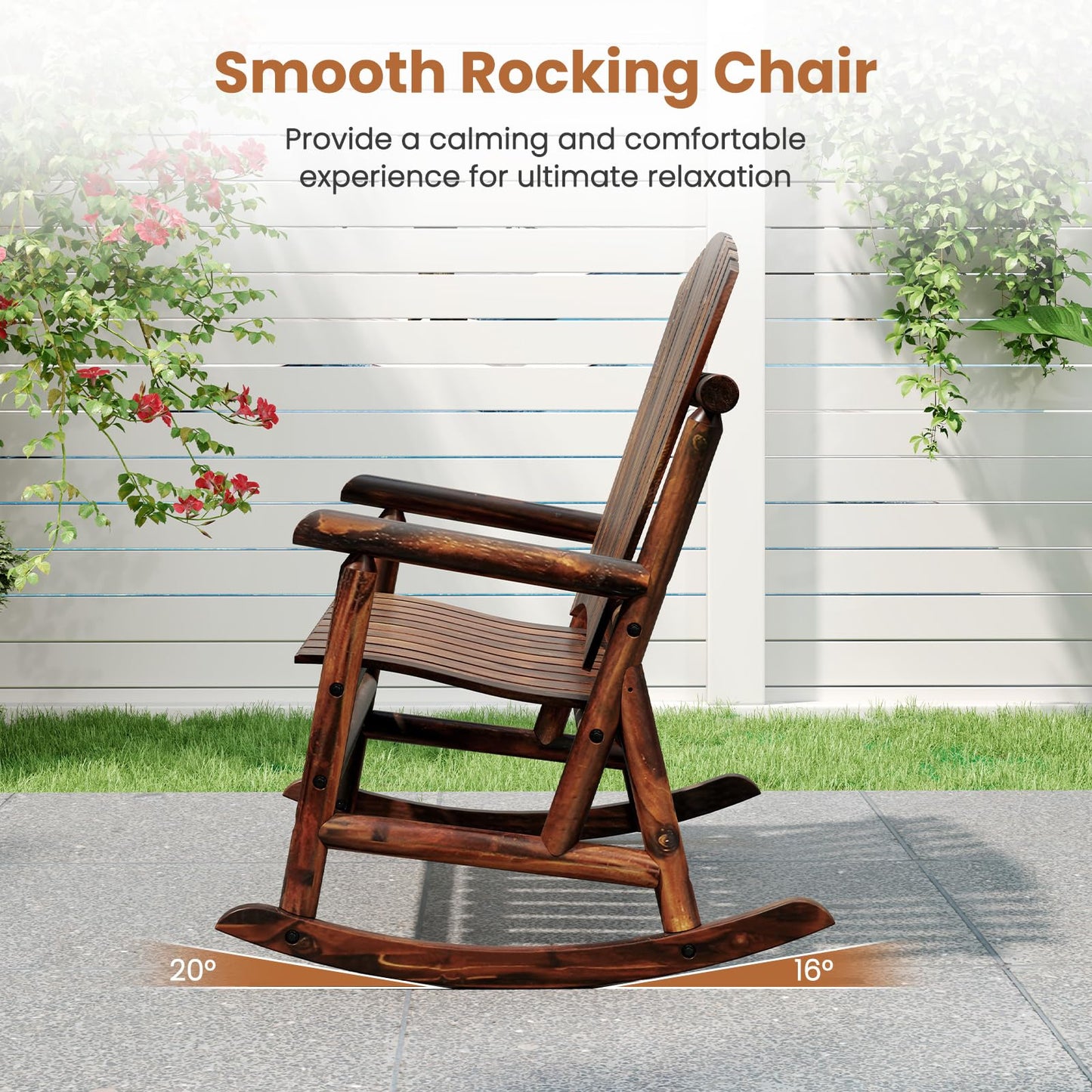 Tangkula 2-Person Wood Outdoor Rocking Chair