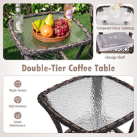 Tangkula 3 Pieces Outdoor Swivel Rocker Set, Rattan Wicker Patio Rocking Cushioned Chairs Set of 2 with Small Side Table