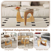Tangkula Triangle Glass Coffee Table Mid-Century Modern Center Table