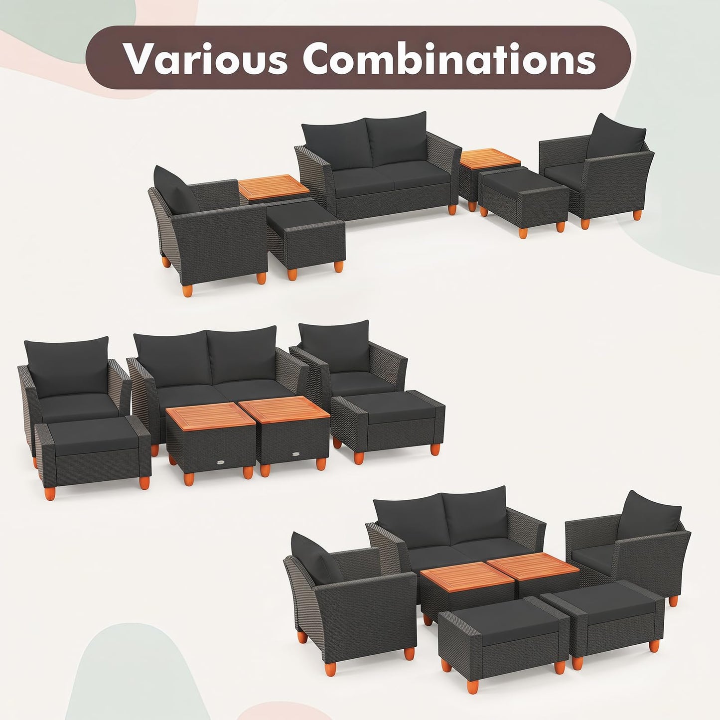 Tangkula 7 Pieces Patio Furniture Set with Loveseat