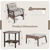 Tangkula 5 Pieces Wicker Patio Furniture Set