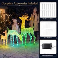 Tangkula 3-Piece RGB Lighted Christmas Deer Family Set with APP Control