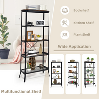 Tangkula 5 Layer Bookshelf, Freestanding Storage Shelving Unit with Steel Frame