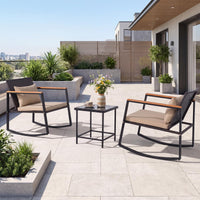 Tangkula 3 Pieces Outdoor Rocking Chairs Set