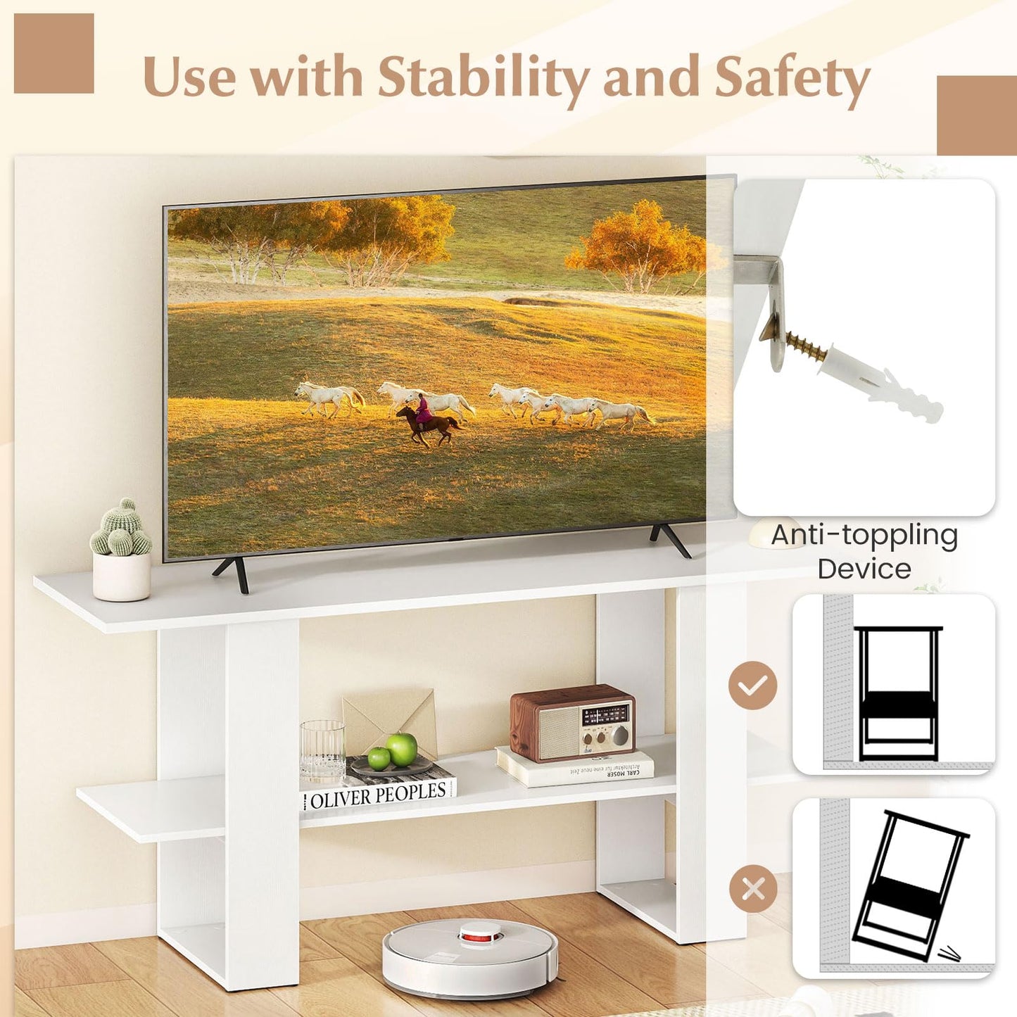 Tangkula 2-Tier TV Stand for TVs up to 55 Inch Entertainment Center