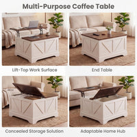 Tangkula Farmhouse Lift Top Coffee Table with Storage