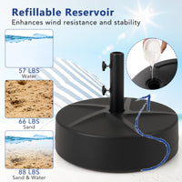 Tangkula Patio Umbrella Base 88LBS Capacity Water & Sand Fillable Market Table Umbrella Stand