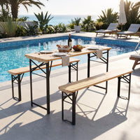 Tangkula 3 Piece Folding Picnic Table with 2 Benches