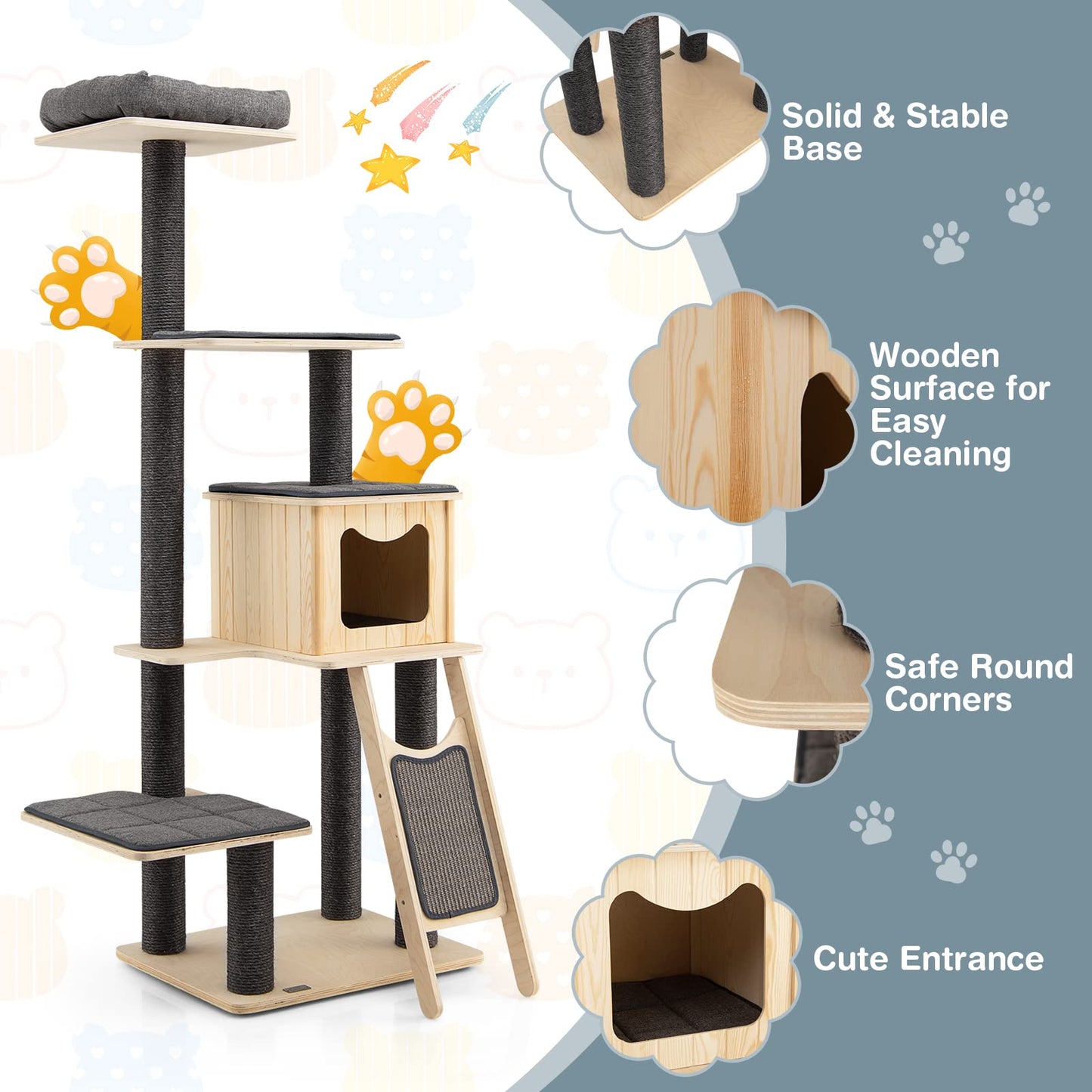 69 Inch Modern Cat Tree - Tangkula