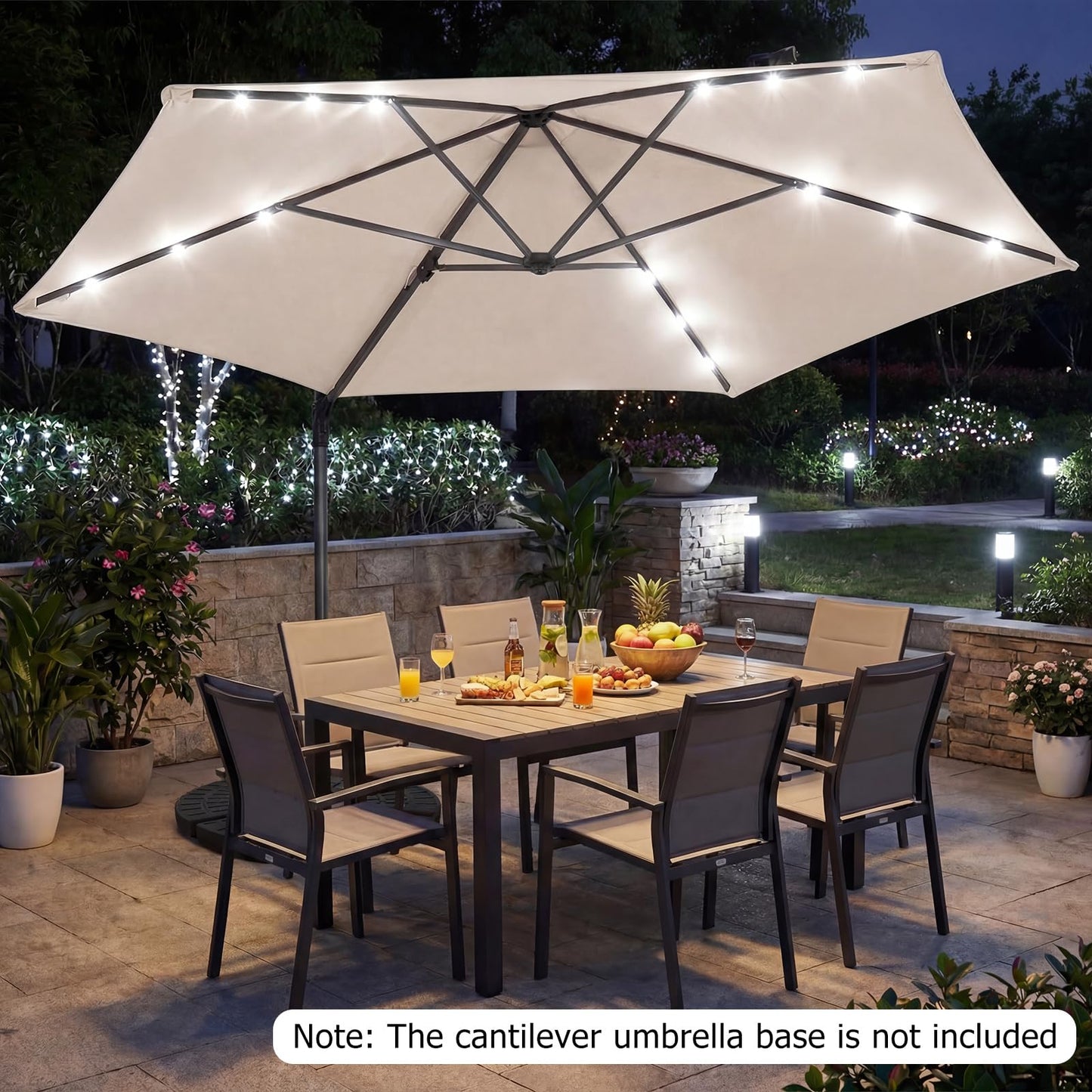 Tangkula 10ft Patio Umbrella with Solar Lights(9.6 x 9.6 x 8 ft)