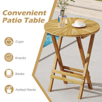 Tangkula Table d'appoint pliante de patio avec plateau à lattes et cadre en X