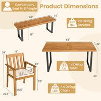 Tangkula 6 Pieces Patio Dining Table Set for Garden Yard Kitchen