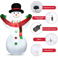 Tangkula 6 FT Christmas Inflatable Snowman with Internal LED Lights Banner Top Hat Scarf