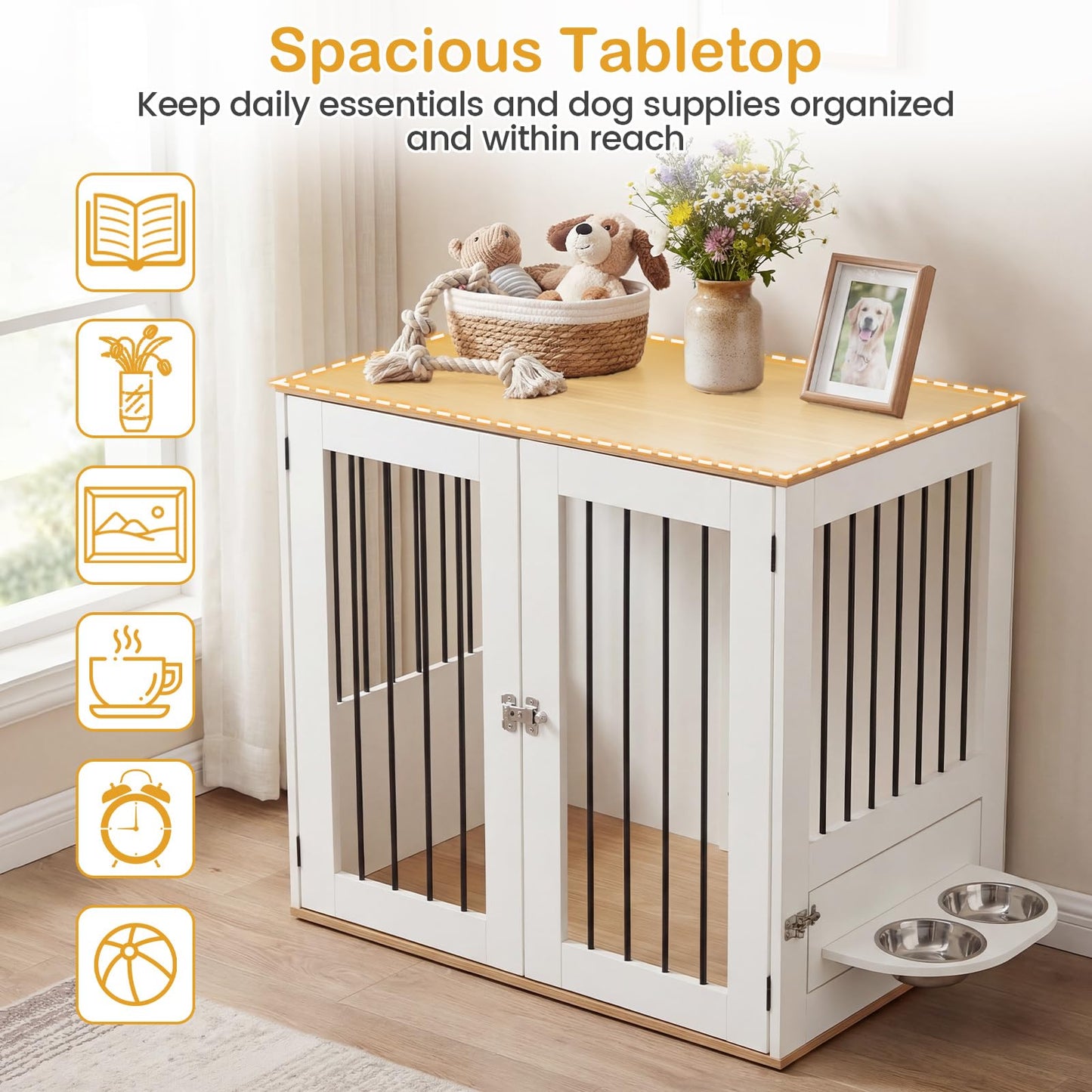 Tangkula 31.5” Dog Crate Furniture for Small Medium Dogs