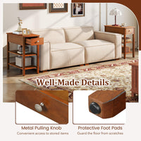Tangkula Narrow End Table Set of 2, 24.5”H Farmhouse Side Table with Drawer