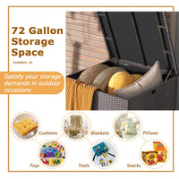 Tangkula 72 Gallon Square Deck Box, Patio Mix Brown Rattan Storage Container