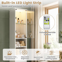 Tangkula Tall Bathroom Storage Cabinet with Lights and Remote