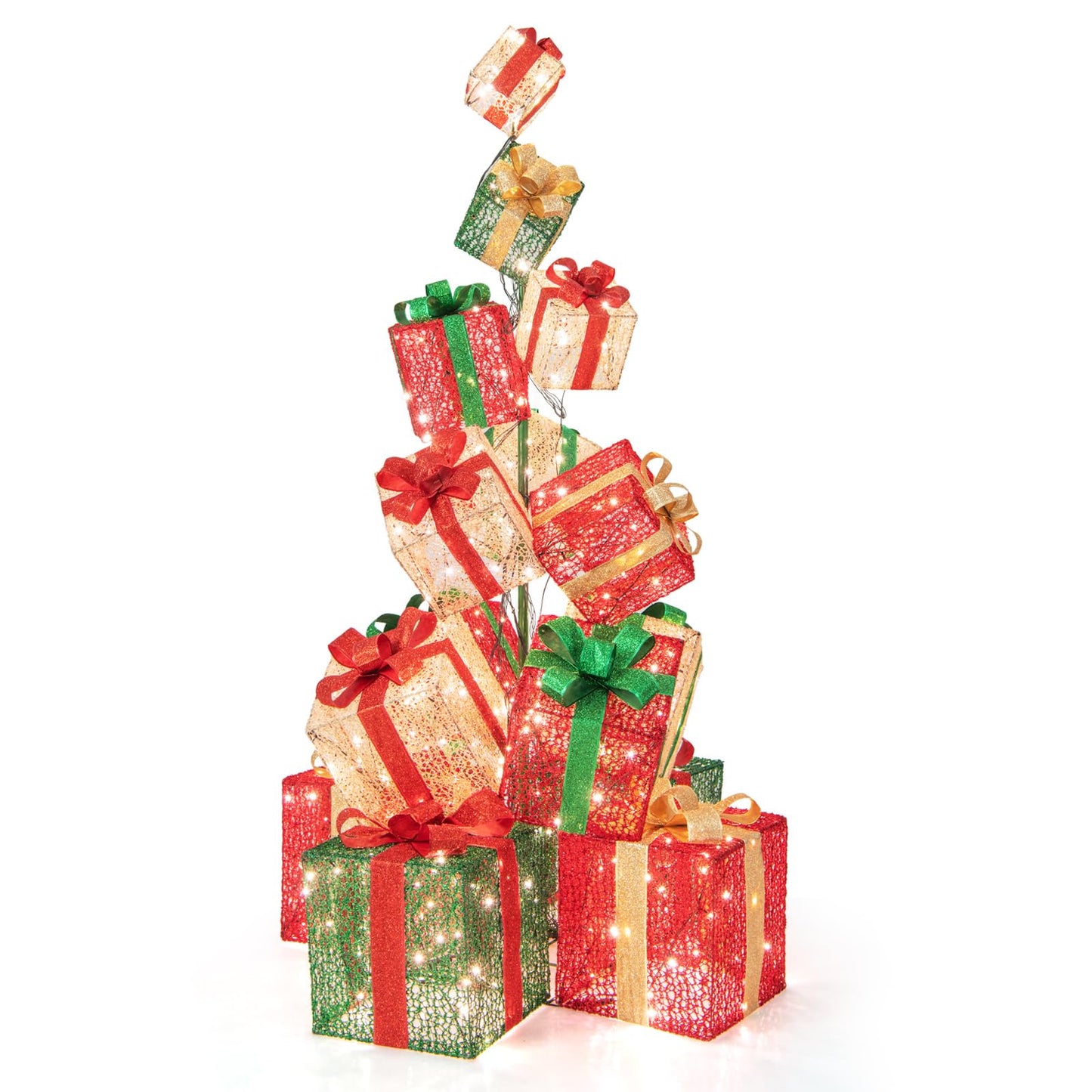 Tangkula 5.6 FT Lighted Gift Box Tower