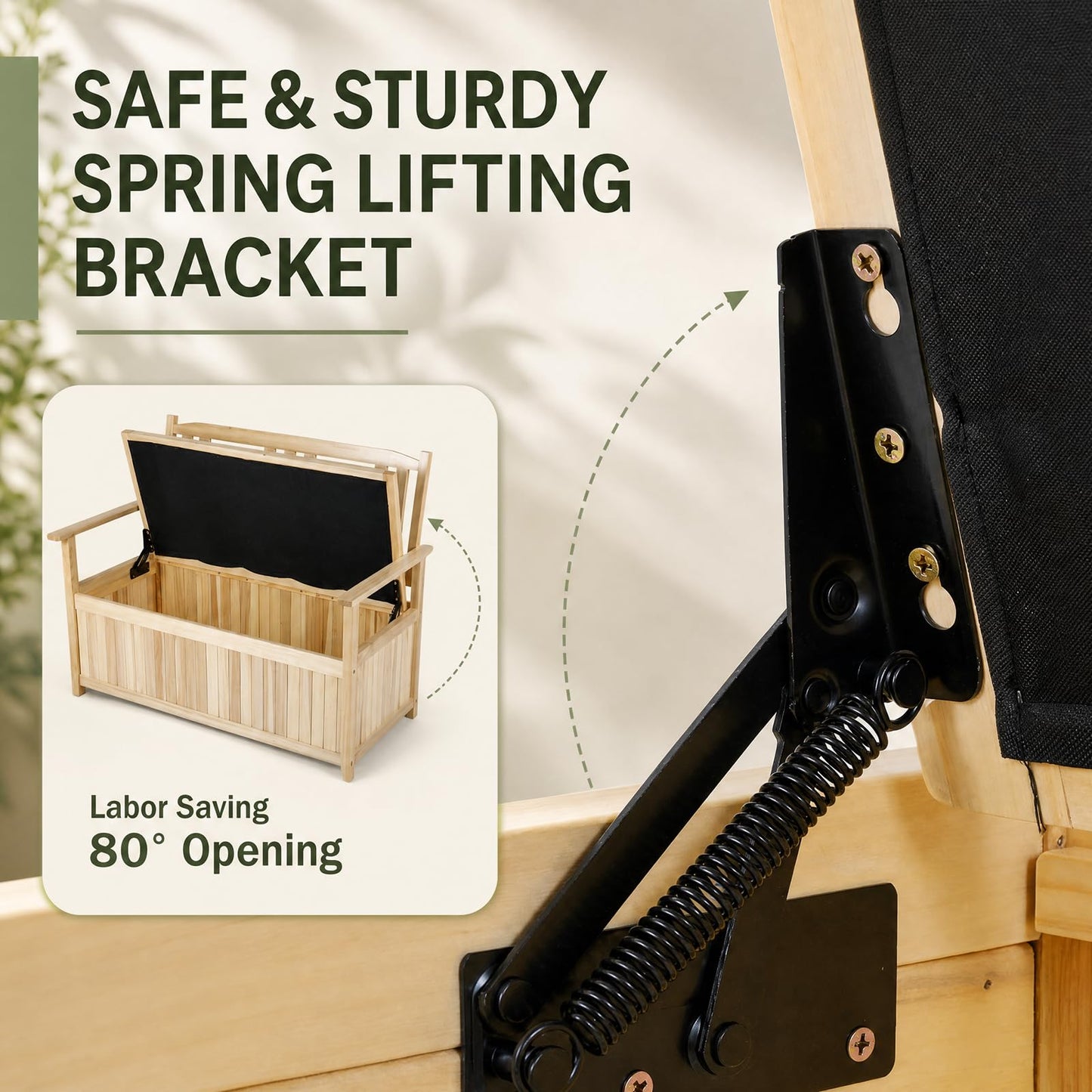Tangkula Outdoor Wood Storage Bench for Garden
